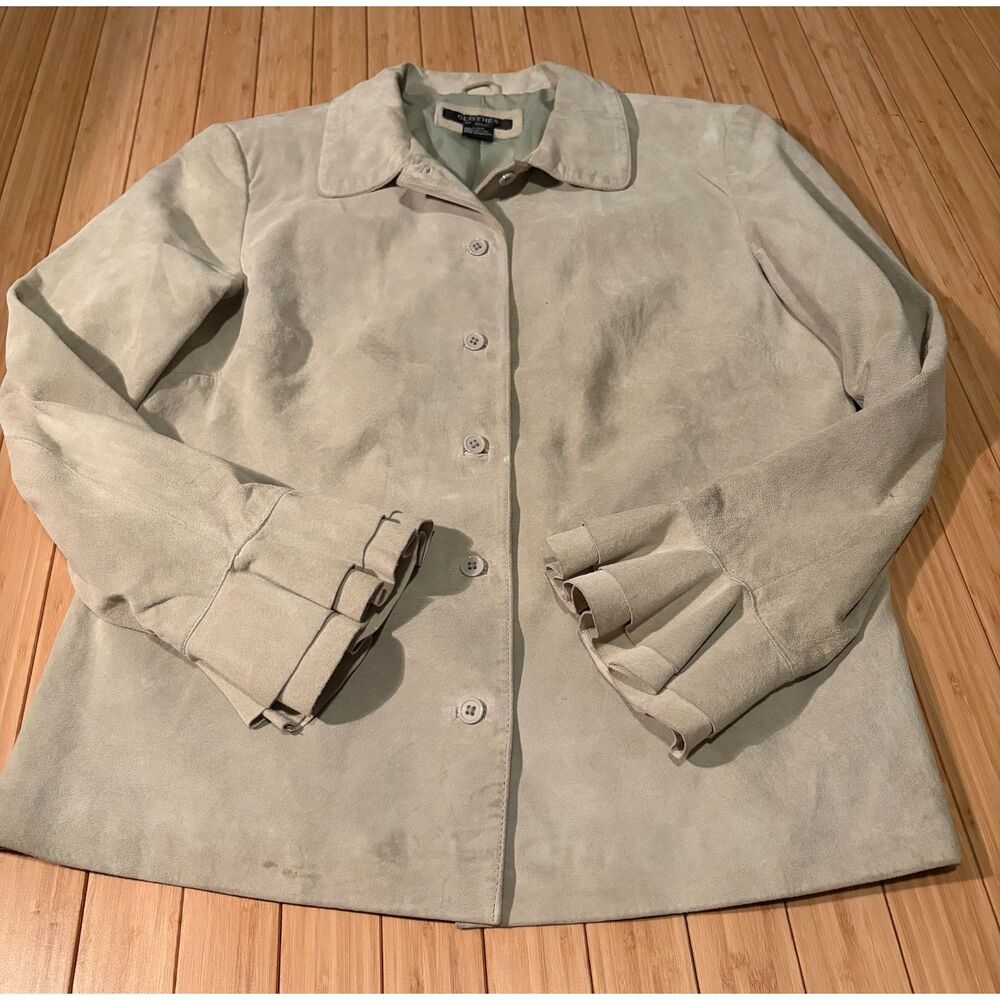 Vintage Clothes by Revue Seafoam 100%  Leather Button Front Jacket Size Large